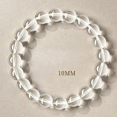 Natural Clear Quartz Bead Bracelet –Transparent White Crystal Stretch Strand, 6/8/10/12mm 10MM