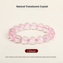 Natural Rose Quartz Bracelet – Pink Crystal Beaded Stretch Bangle for Friendship & Love (6/8/10/12mm) Natural translucent Pink Crystal 12MM