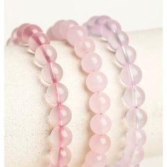 Natural Rose Quartz Bracelet – Pink Crystal Beaded Stretch Bangle for Friendship & Love (6/8/10/12mm)