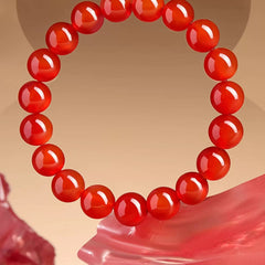 Natural Red Agate & “Ink Jade” Bracelet – Authentic Gemstone Bead Strand for Women