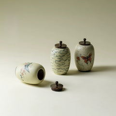 Set of 3 Mini Ceramic Tea Canisters – Airtight Storage Jars, Portable Small Tea Caddies for Loose Leaf 3 sets 80ml