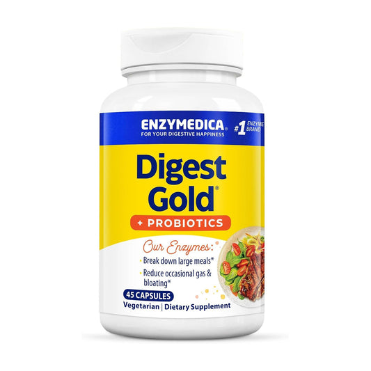 Enzymedica Digest Gold + Probiotics, 2-in-1 Formula for Gut Health, Digestive Enzymes & 1.5 Billion Active Probiotic Cultures, 45 Count