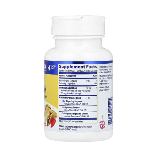 Enzymedica, Acid Soothe, Support for Occasional Heartburn, 3-in-1 Formula with Enzymes & Soothing Herbs, 30 Count