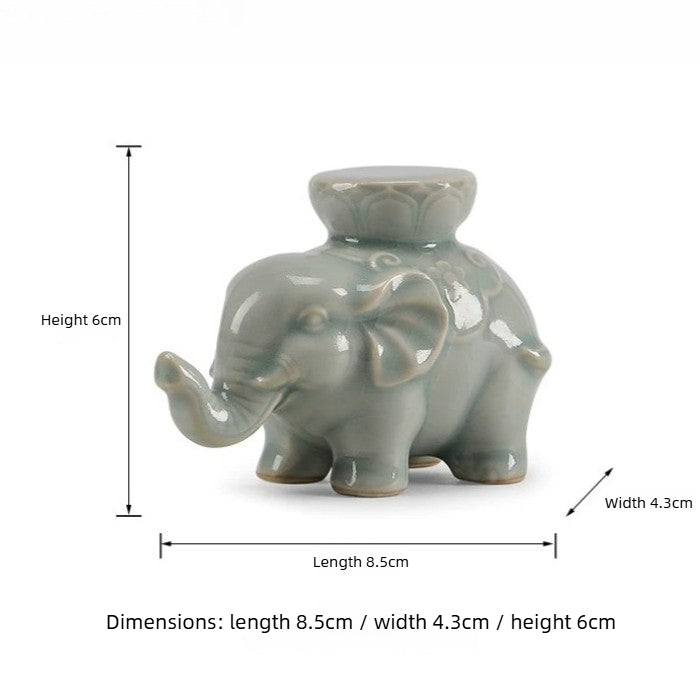 Ru Kiln Elephant Lid Rest & Tea Pet – Teapot/Gaiwan Lid Holder, Chinese Tea Table Decor