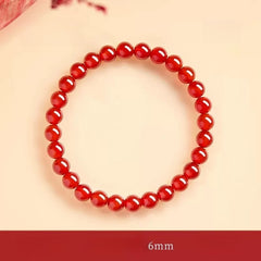 Natural Red Agate & “Ink Jade” Bracelet – Authentic Gemstone Bead Strand for Women Red Agate 6MM