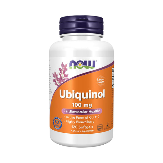 NOW Supplements, Ubiquinol 100 mg, High Bioavailability (the Active Form of CoQ10), 120 Softgels