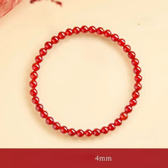 Natural Red Agate & “Ink Jade” Bracelet – Authentic Gemstone Bead Strand for Women Red Agate 4MM