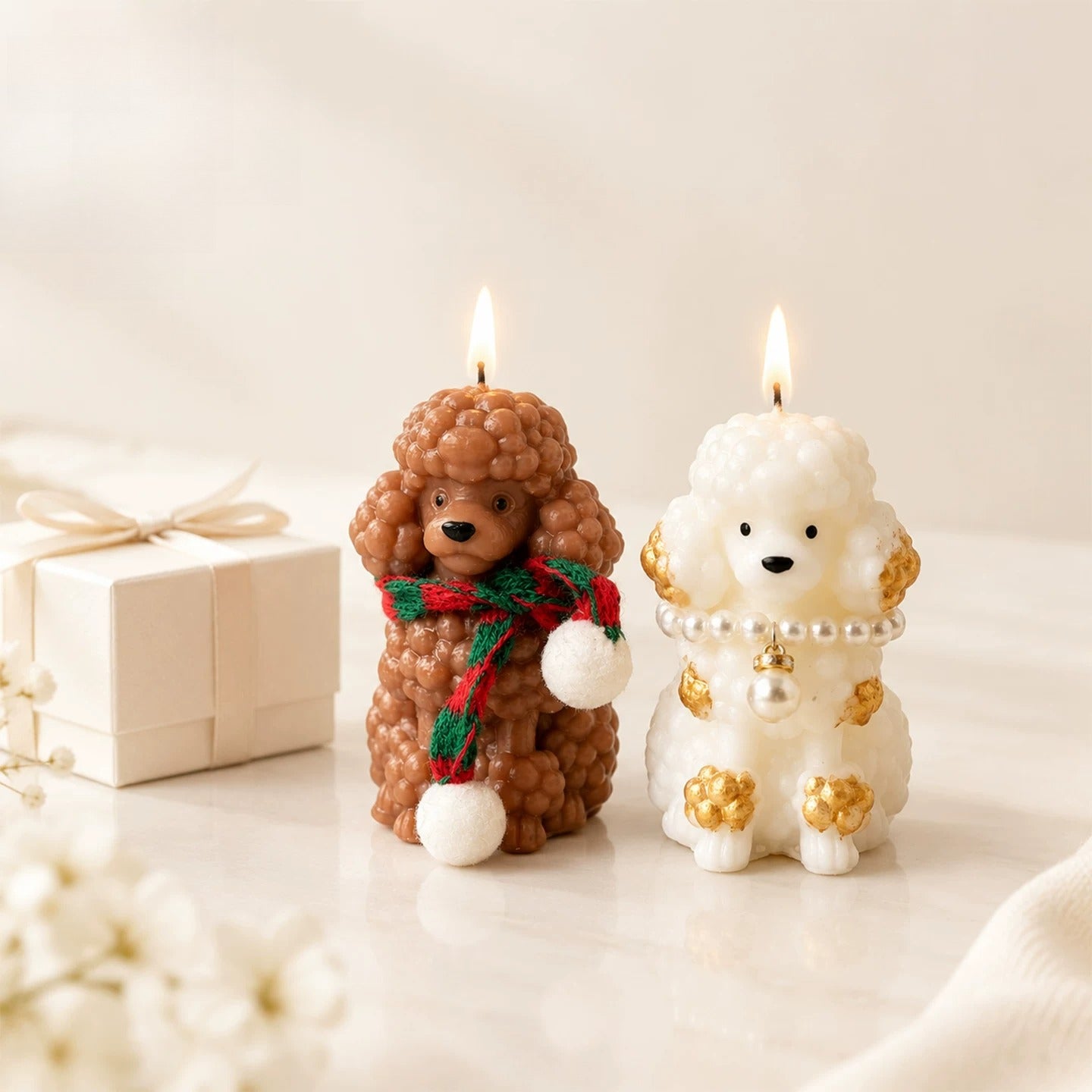 Adorable Poodle Dog Candle – Cartoon Animal Decor, Perfect Birthday/Party Favor