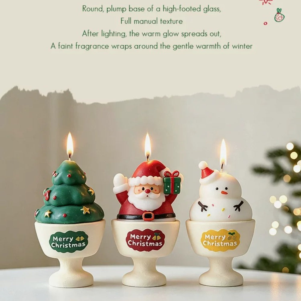 Hand-Painted Santa Claus Gypsum Candle Cup – 3 Styles, Gift Box Included, 3–4 Hour Burn Time