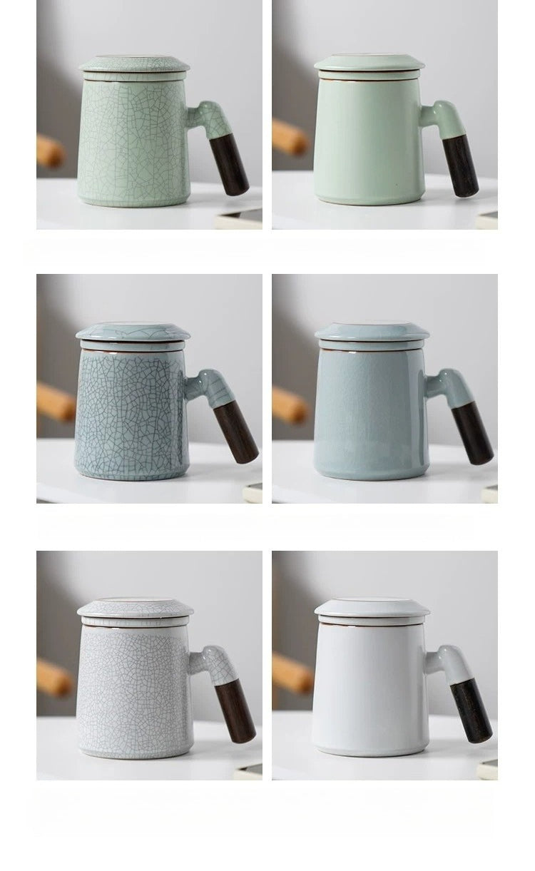 Ru Kiln Tea Cup Office Personal Tea Cup High-end Mug Ceramic Cup Porcelain Filter Cup Gift Box