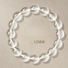 Natural Clear Quartz Bead Bracelet –Transparent White Crystal Stretch Strand, 6/8/10/12mm 12MM