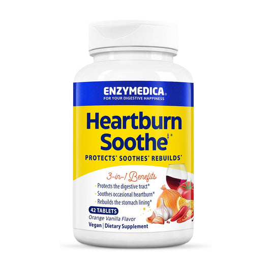 Enzymedica, Heartburn Soothe, Fast-Acting Digestive Aid, Vanilla Orange, 42 Chews (21 Servings)