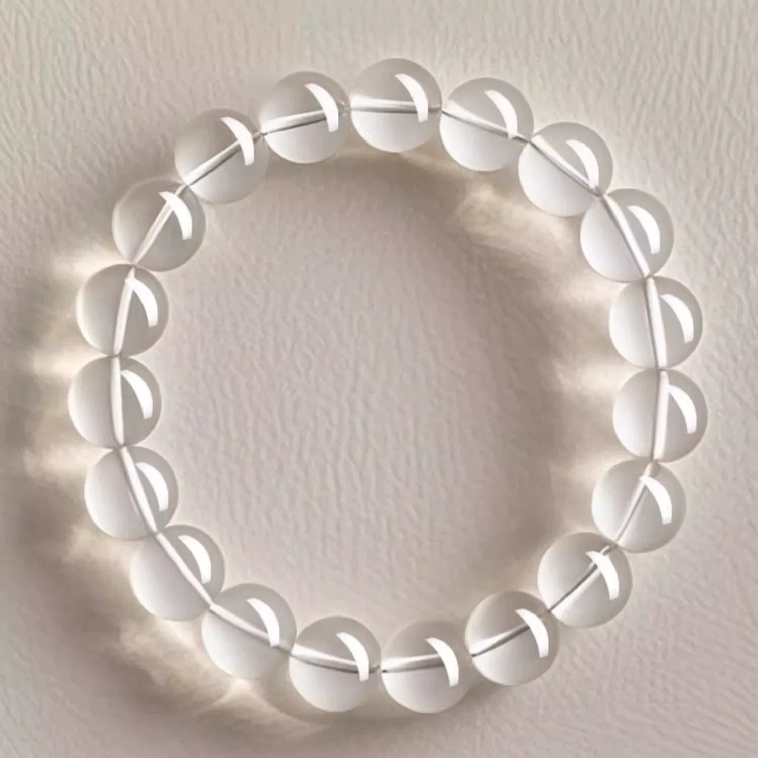 Natural Clear Quartz Bead Bracelet –Transparent White Crystal Stretch Strand, 6/8/10/12mm