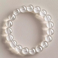 Natural Clear Quartz Bead Bracelet –Transparent White Crystal Stretch Strand, 6/8/10/12mm