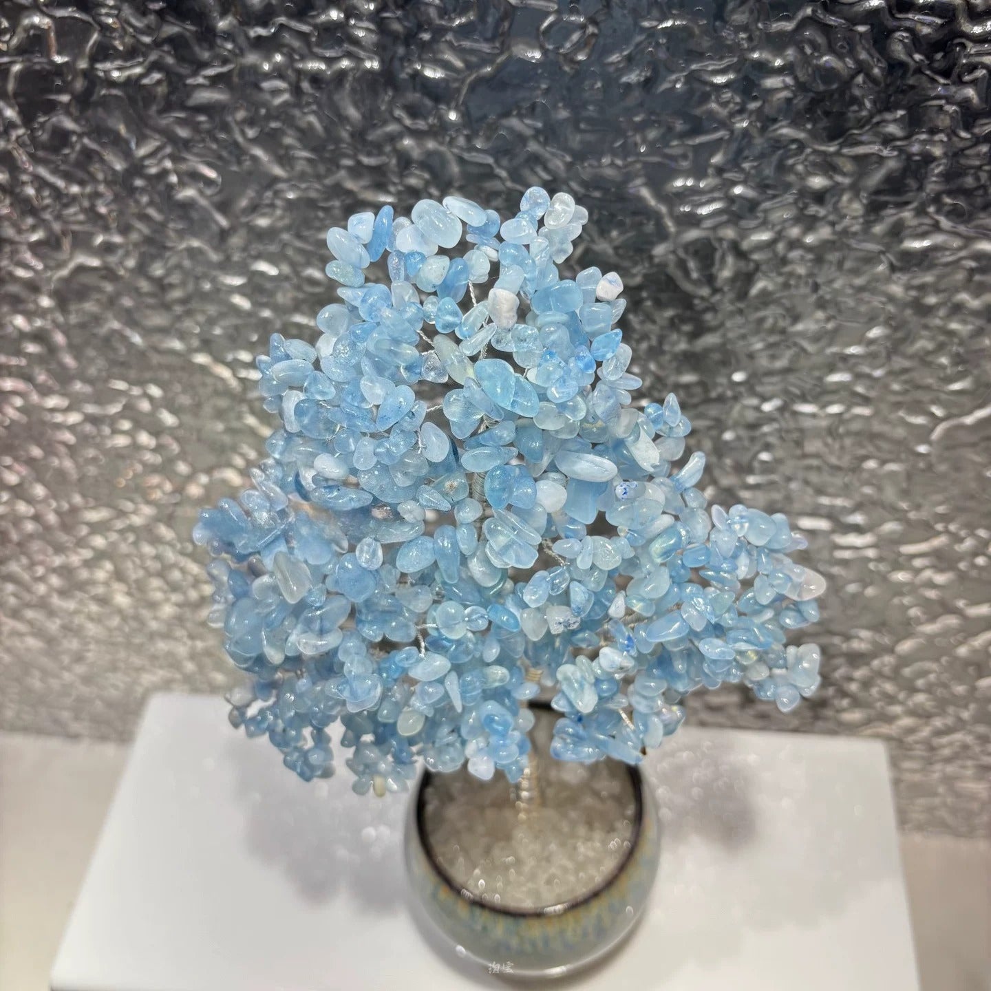 Natural Aquamarine Crystal Tree – Blue Stone Bonsai for Desk Decor & Creative Gift (8/15/18 cm)