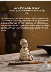 Buddha & Elephant Ceramic Incense Burner – Zen Stick/Coil Incense Holder, Tea Ceremony Decor & Meditation Gift