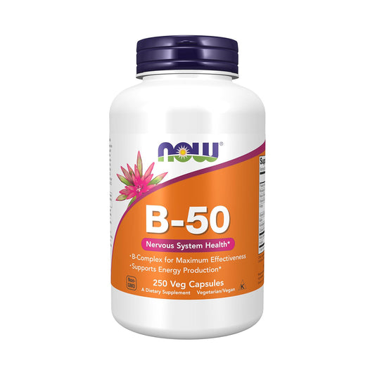NOW Foods Supplements, Vitamin B-50 mg, Energy Production*, Nervous System Health*, 250 Veg Capsules
