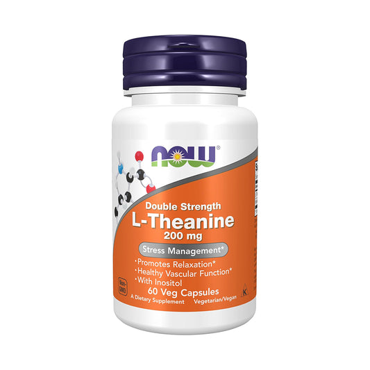 NOW Foods Supplements, L-Theanine 200 mg with Inositol, Stress Management*, 60 Veg Capsules