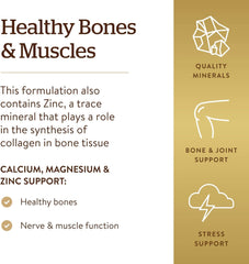 Solgar Calcium Magnesium Plus Zinc, 250 Tablets - Promotes Healthy Bones and Teeth - Supports Nerve & Muscle Function