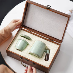 Ru Kiln Tea Cup Office Personal Tea Cup High-end Mug Ceramic Cup Porcelain Filter Cup Gift Box