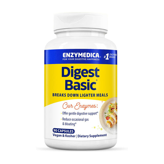 Enzymedica Digest Basic, Digestive Enzymes for Sensitive Stomachs, Offers Fast-Acting Gas & Bloating Relief, 90 Count