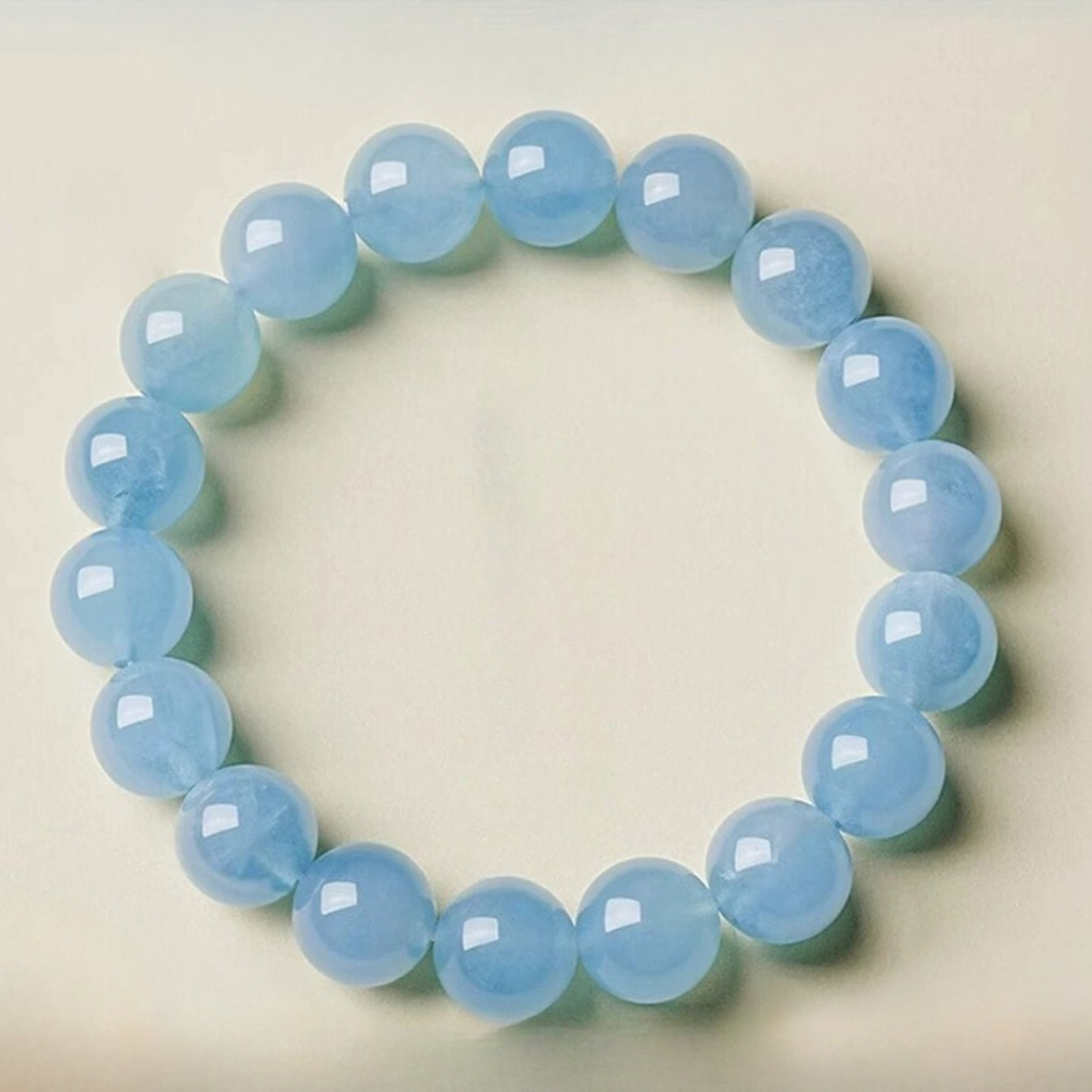 Raw Aquamarine Beaded Bracelet – Blue Crystal for Emotional Balance, Good Luck
