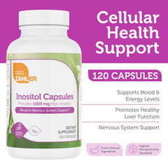 Zahler Inositol Supplement Capsules 1000mg - Mood & Nervous System Support Supplements for Women - Hormone Balance & Healthy Ovarian Function -120 Count
