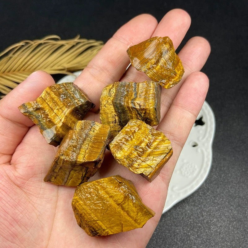 Natural Yellow Tiger Eye Rough Stone – Large Carving Specimen for Home Decor 100g (3-4cm) 3-4 pcs