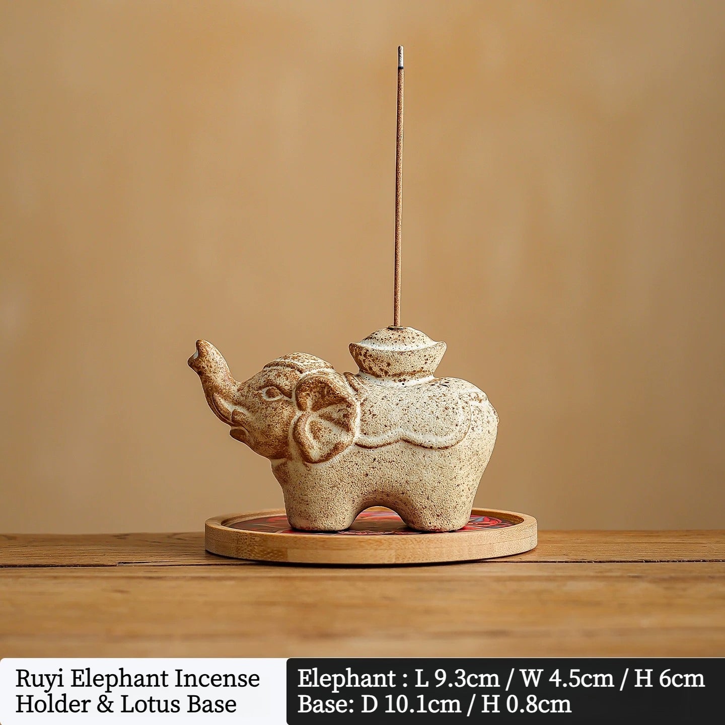Buddha & Elephant Ceramic Incense Burner – Zen Stick/Coil Incense Holder, Tea Ceremony Decor & Meditation Gift Ruyi Elephant Lotus base