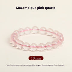 Natural Rose Quartz Bracelet – Pink Crystal Beaded Stretch Bangle for Friendship & Love (6/8/10/12mm) Mozambique Pink Crystal 10MM