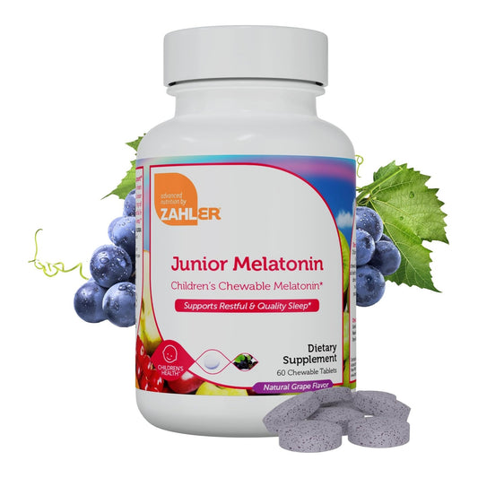 Zahler Junior Melatonin, Natural Grape, 60 Chewable Tablets (1 mg per Tablet)