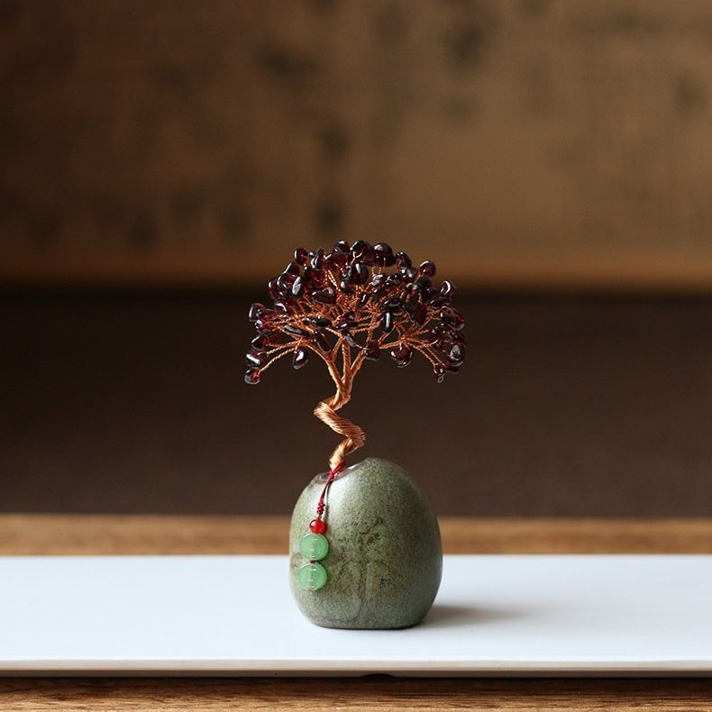 Natural Citrine Money Tree – Crystal Bonsai for Desk, Office & Tea Table Garnet model