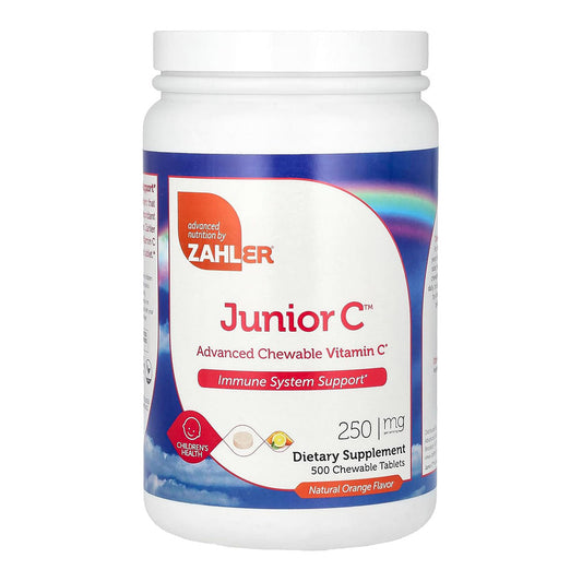 Zahler Junior C, Advanced Chewable Vitamin C, Natural Orange, 250 mg, 500 Chewable Tablets