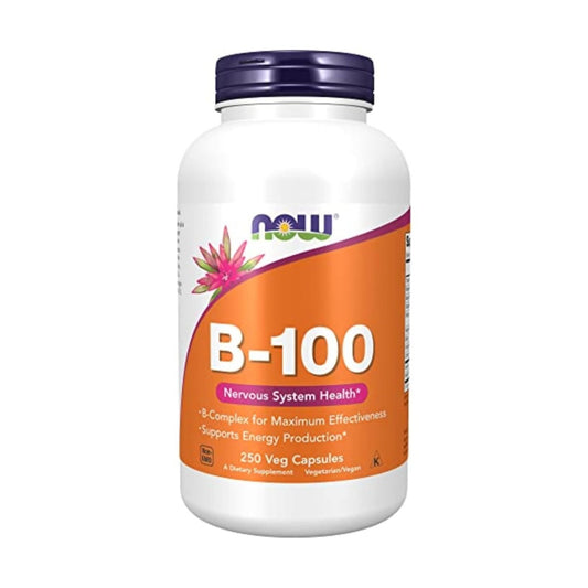 NOW Supplements, Vitamin B-100, Energy Production*, Nervous System Health*, 250 Veg Capsules
