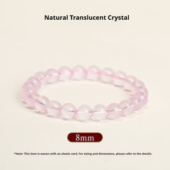 Natural Rose Quartz Bracelet – Pink Crystal Beaded Stretch Bangle for Friendship & Love (6/8/10/12mm) Natural translucent Pink Crystal 8MM