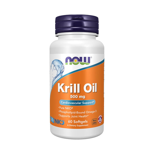 NOW Foods,Neptune Krill Oil 500 mg, Phospholipid-Bound Omega-3, Cardiovascular Support*, 60 Softgels