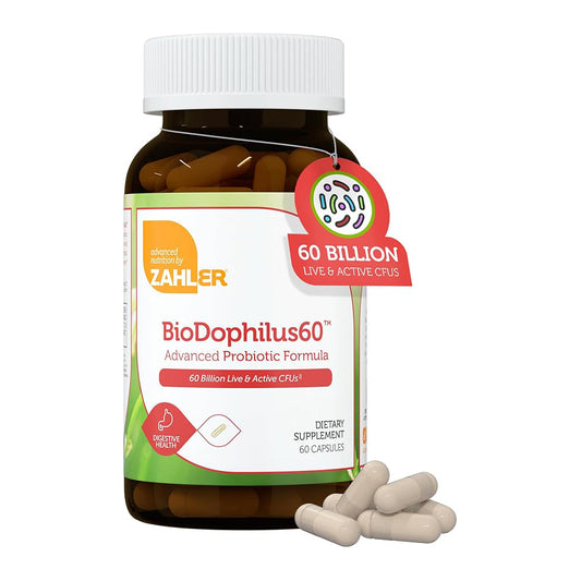 Zahler Biodophilus, 60 Billion Live Cultures Per Serving, Supports Digestive Health,Certified Kosher, 60 Capsules