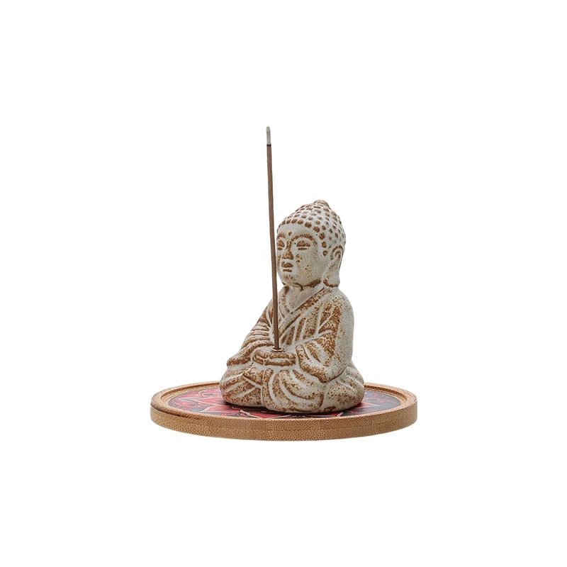 Buddha & Elephant Ceramic Incense Burner – Zen Stick/Coil Incense Holder, Tea Ceremony Decor & Meditation Gift