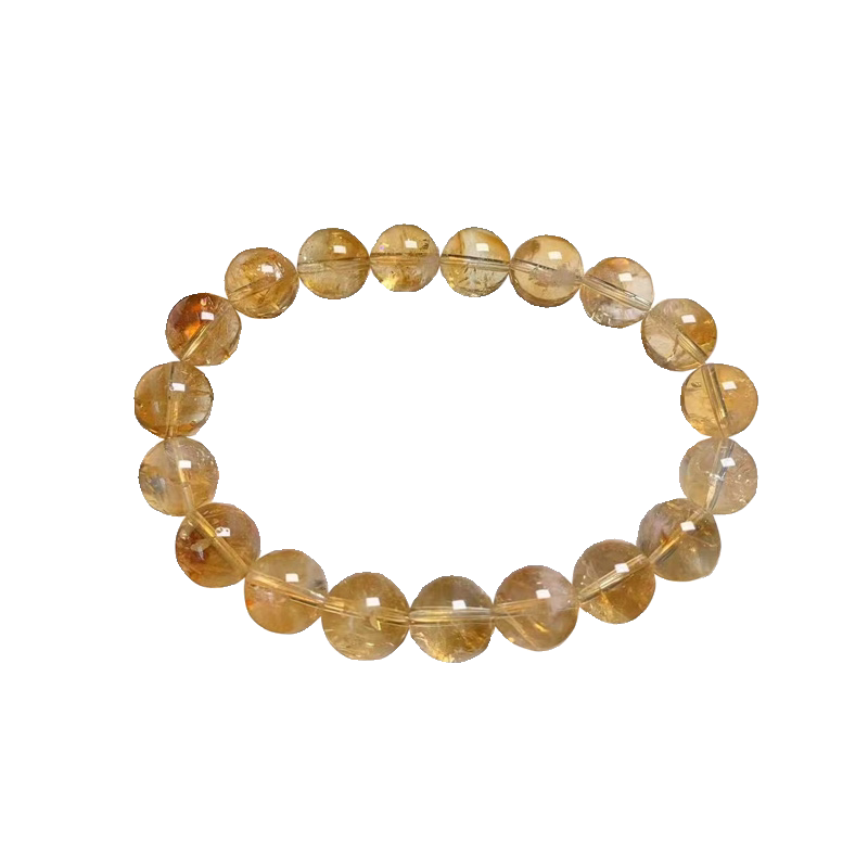 Natural Brazilian Citrine Bracelet – Yellow Azeztulite Wealth Beaded Stretch Bracelet for Men & Women