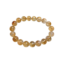 Natural Brazilian Citrine Bracelet – Yellow Azeztulite Wealth Beaded Stretch Bracelet for Men & Women