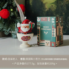 Hand-Painted Santa Claus Gypsum Candle Cup – 3 Styles, Gift Box Included, 3–4 Hour Burn Time