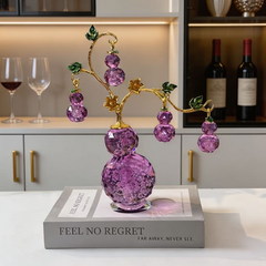 Purple K9 Crystal Gourd Ornament – "Five Blessings" Feng Shui Decor for Living Room, Entryway & Office