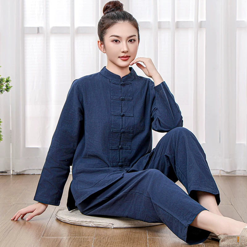 Xuanshan unisex lay suit tea suit cotton and linen wide-leg pants Chinese style Zen Chinese Tang style Zen suit set