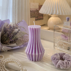 6-in-1 Lilac Sculptural Candles – French Retro Purple Home Decor, Smokeless & Long Burning