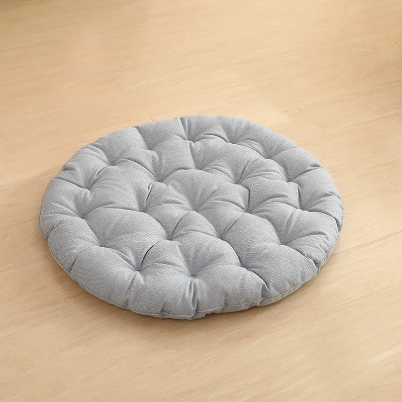 Cotton Linen Meditation Mat – Thick Foldable Floor Cushion for Yoga, Sitting, Balcony & Living Room Light blue