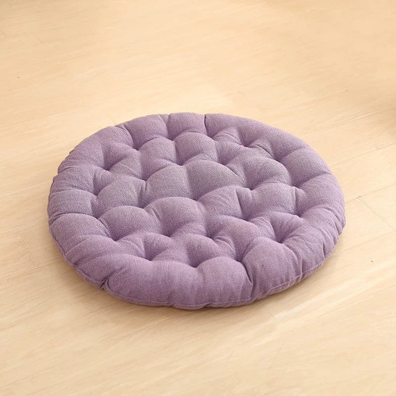 Cotton Linen Meditation Mat – Thick Foldable Floor Cushion for Yoga, Sitting, Balcony & Living Room Violet