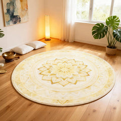 Singing Bowl Healing Room Carpet Round Meditation Mat Light gold