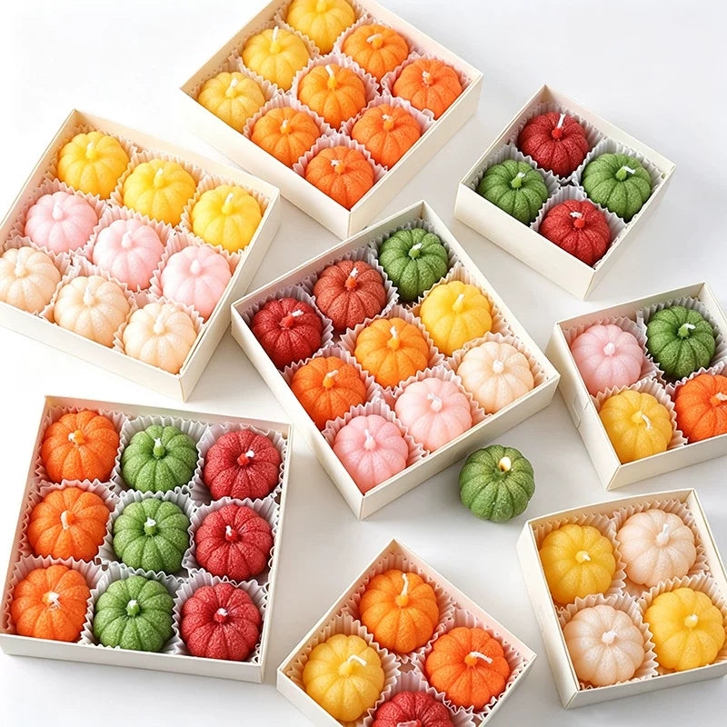 Pumpkin Scented Candle Gift Box – Faux Fruit Decor, Halloween & Thanksgiving Table Centerpiece