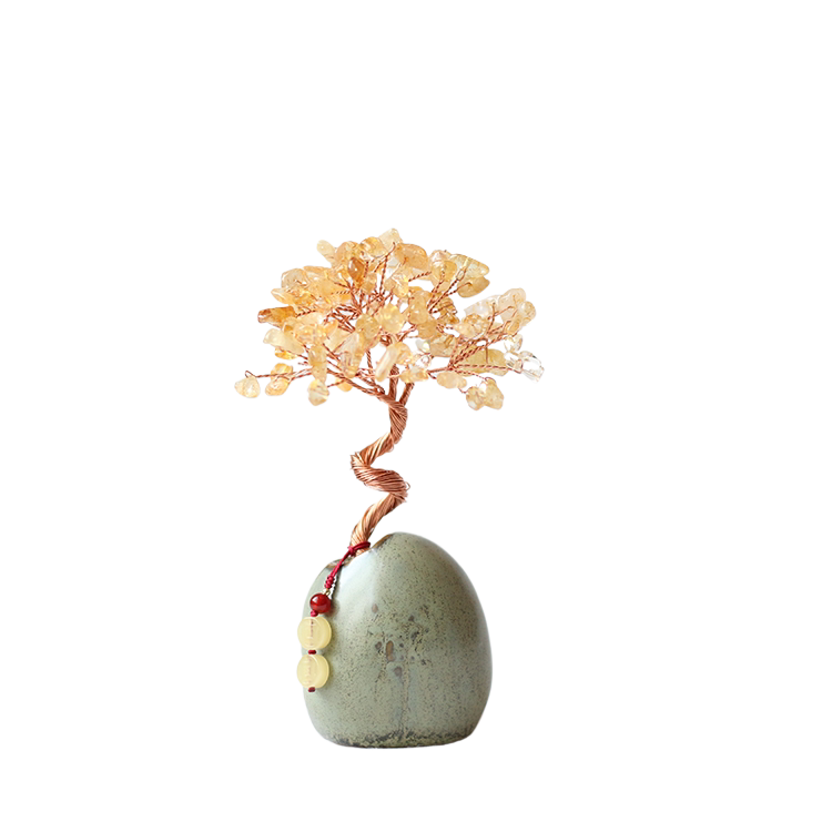 Natural Citrine Money Tree – Crystal Bonsai for Desk, Office & Tea Table