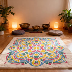 Square Meditation Mat, Mandala-themed Ethnic Healing Space Decoration Mat FXLY--06